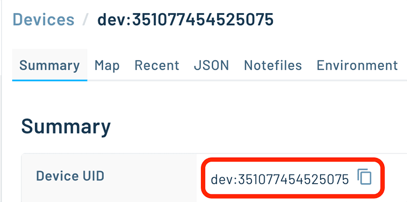 notecard device uid in notehub