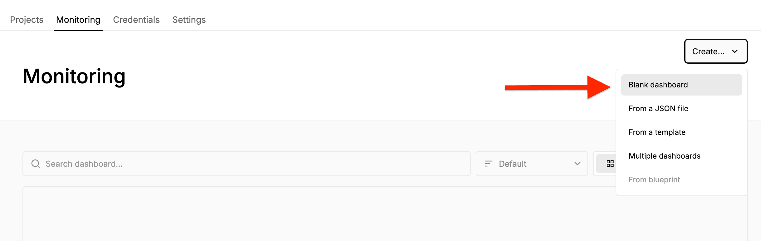 qubitro create blank dashboard