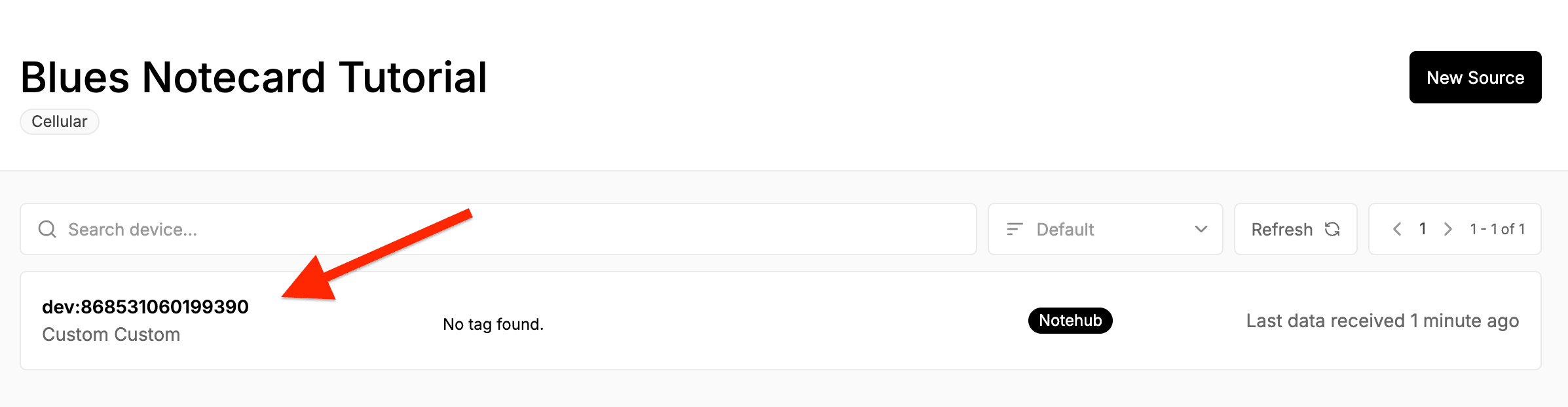 view notecard device in qubitro project