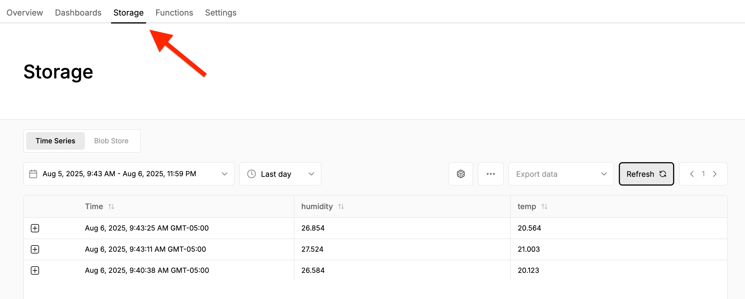 view data storage in qubitro