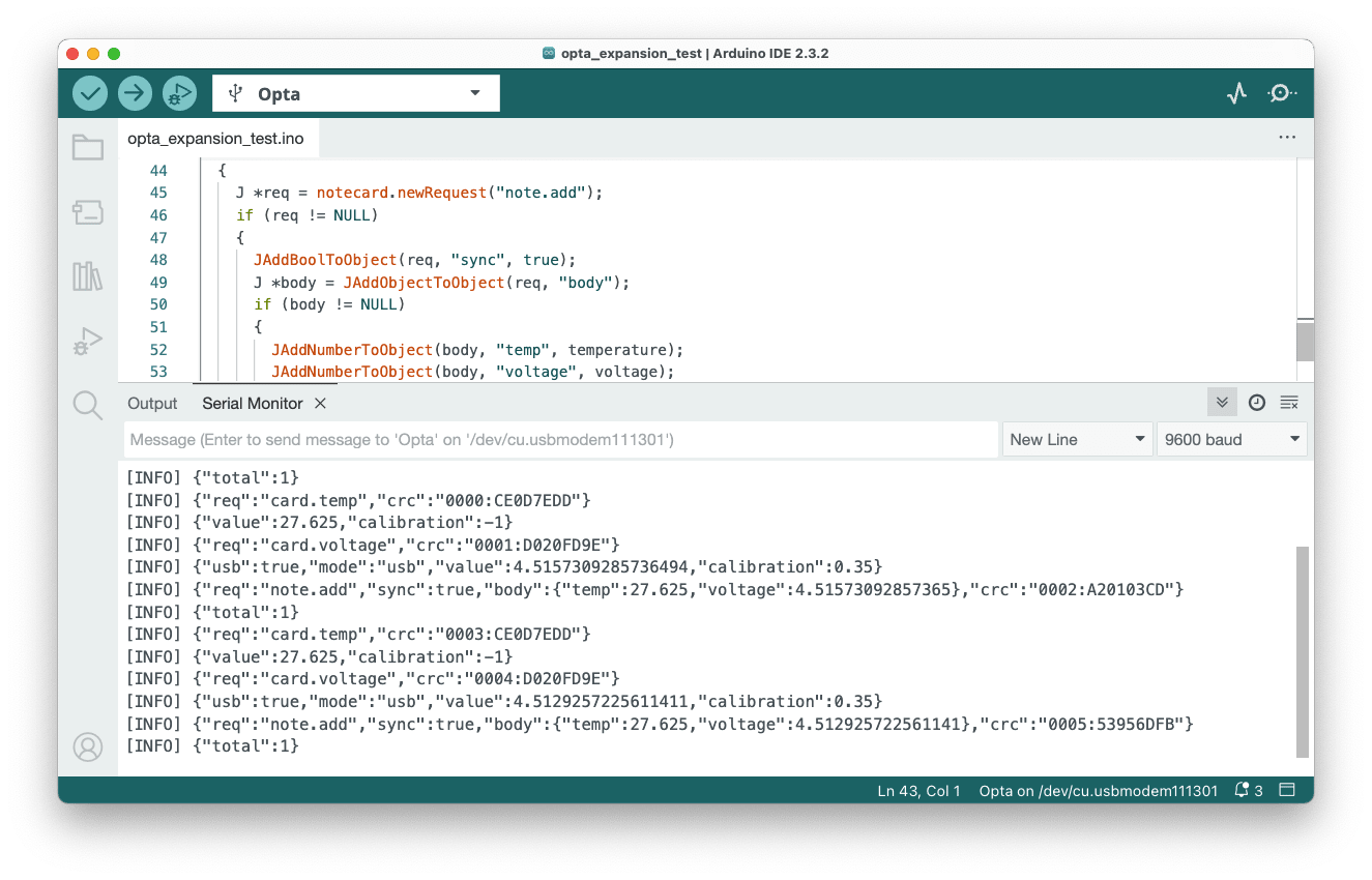 Serial monitor with Notecard logs