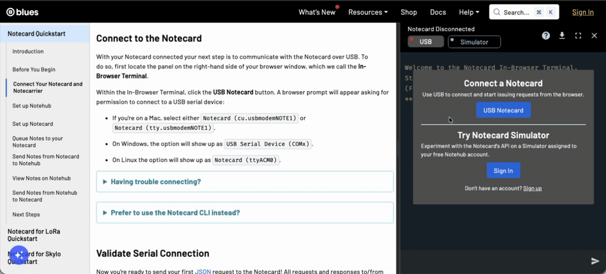 Browser prompt for connecting serial