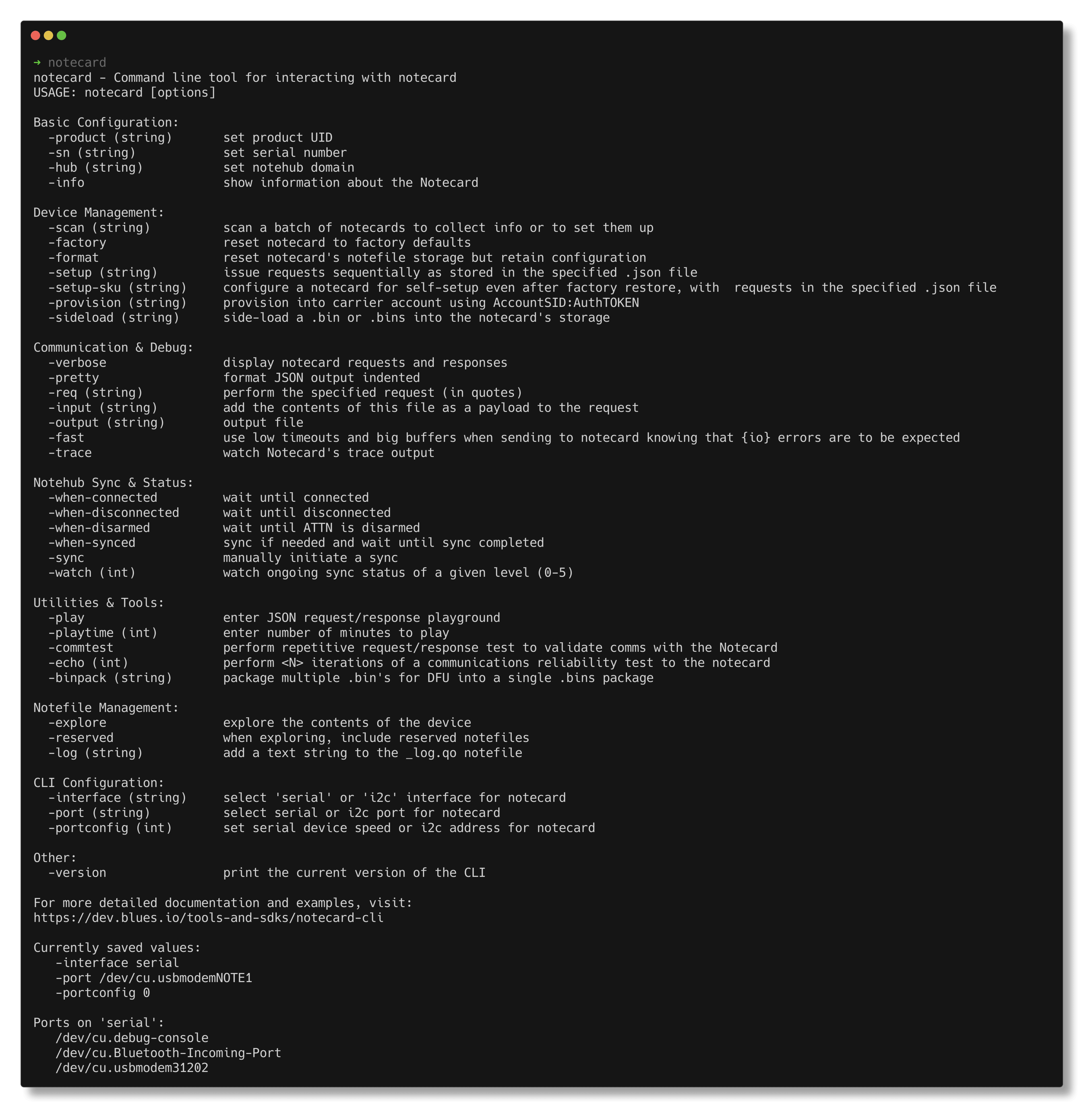 An image of all supported CLI commands