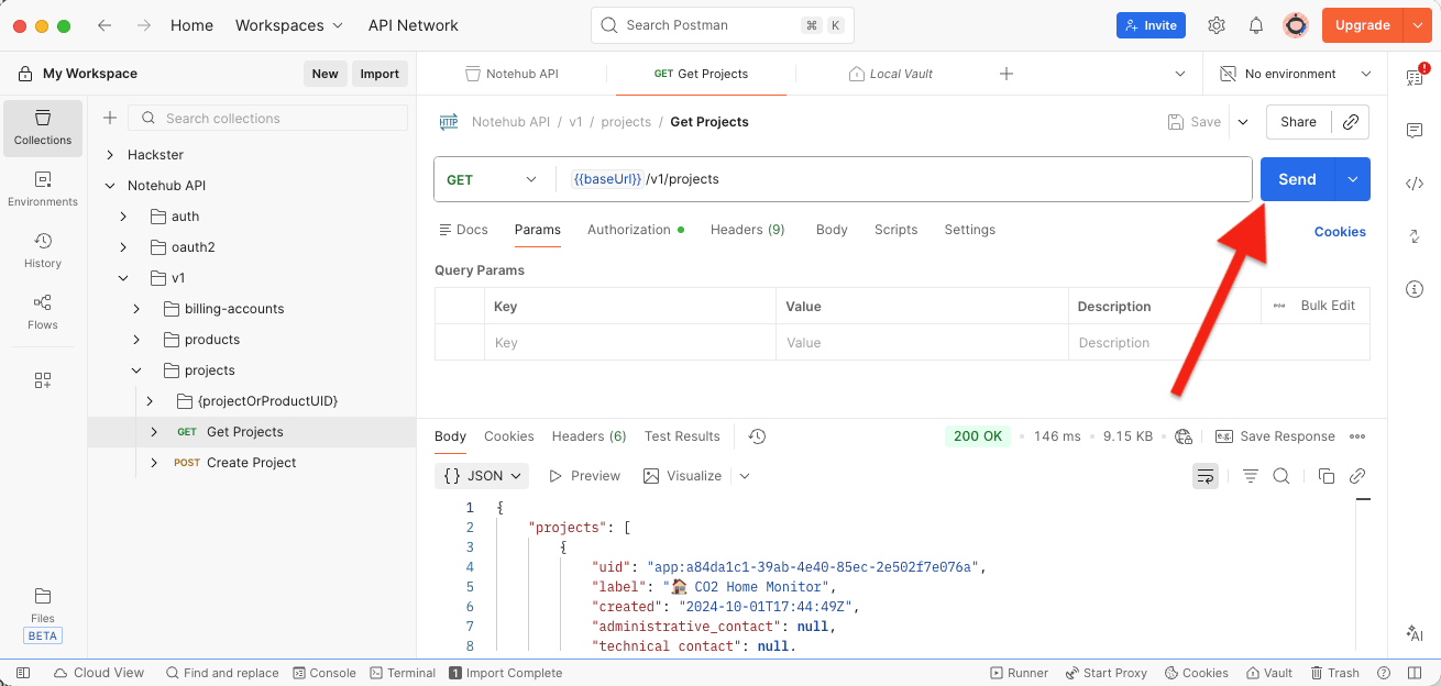 Invoking a request in Postman