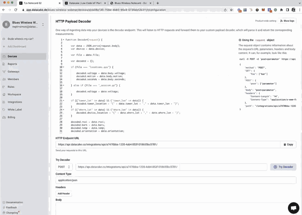 Datacake HTTP payload decoder