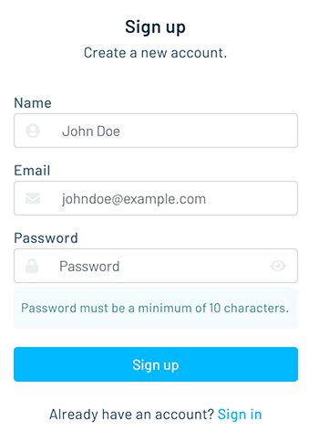 new account sign up with email