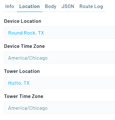 device location and time zone data