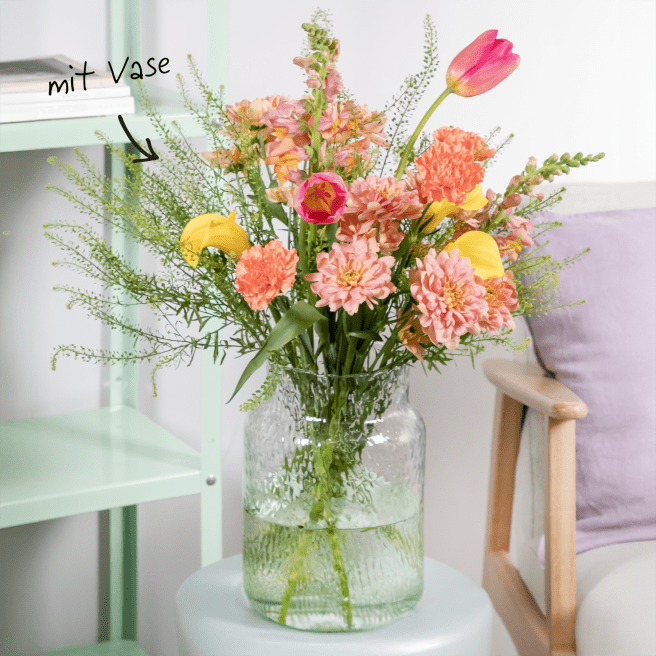 Blumenbox Orange Beauty mit Lieblings-Vase L