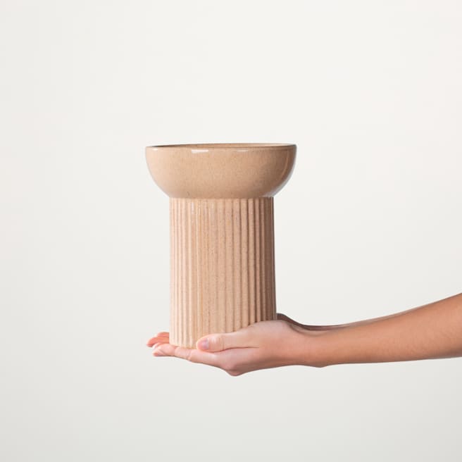 Keramikvase Rille-Design Beige