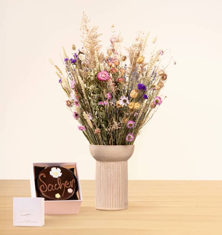 Wildblumen Trockenstrauss Grösse XL mit Sachertorte