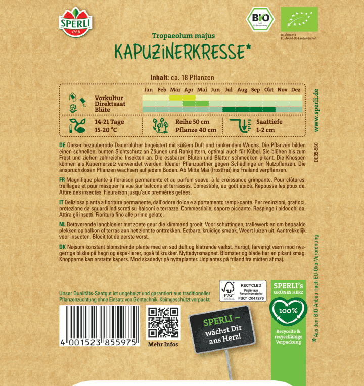 Kapuzinerkresse Samen BIO