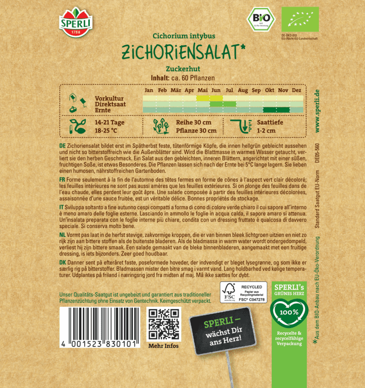 Zichoriensalat 'Zuckerhut' Samen BIO