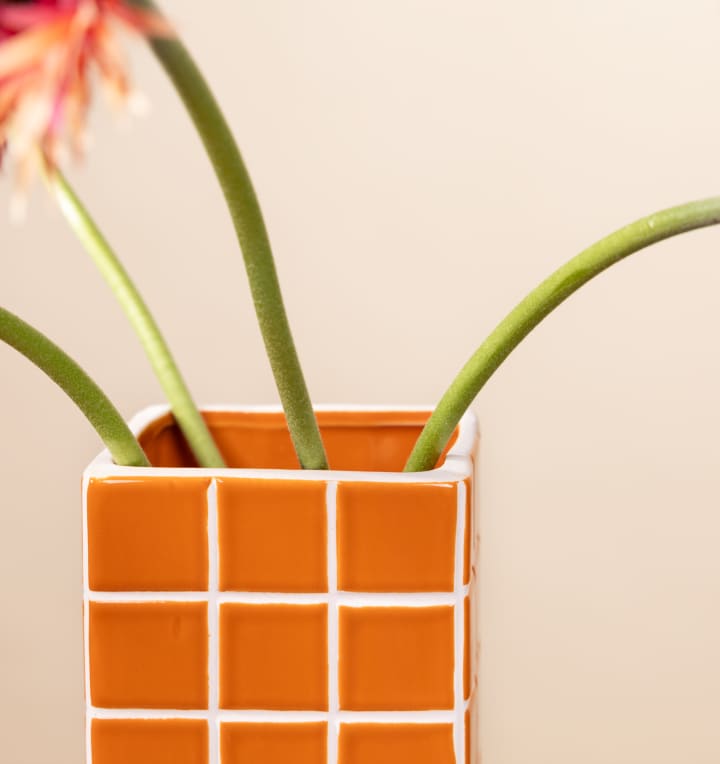 Keramikvase Fliesendesign Orange