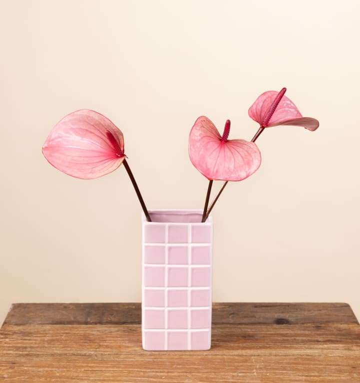 Keramikvase Fliesendesign Rosa