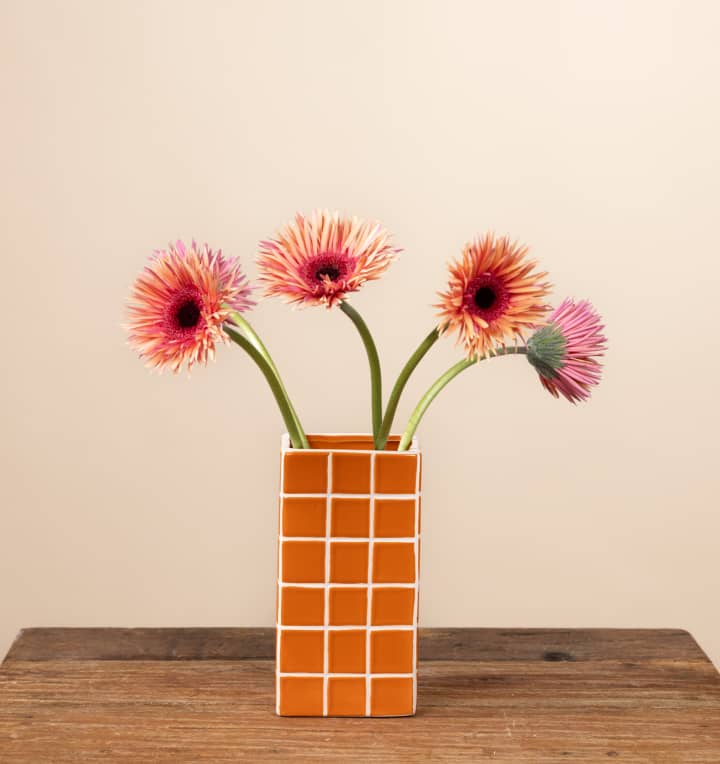 Keramikvase Fliesendesign Orange