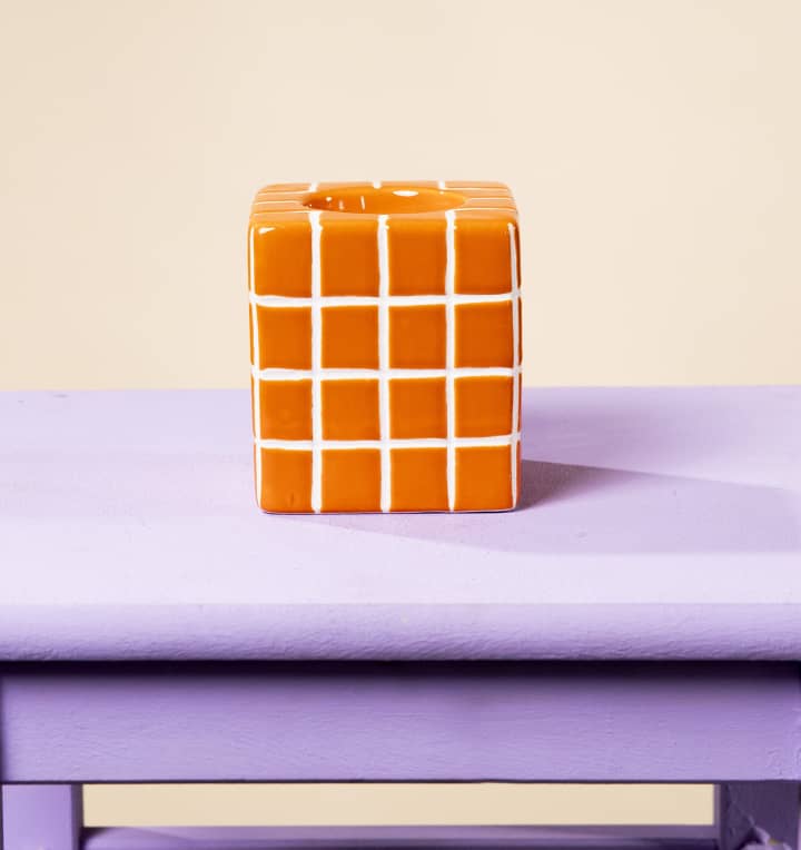 Keramik Kerzenhalter Gekachelt Orange