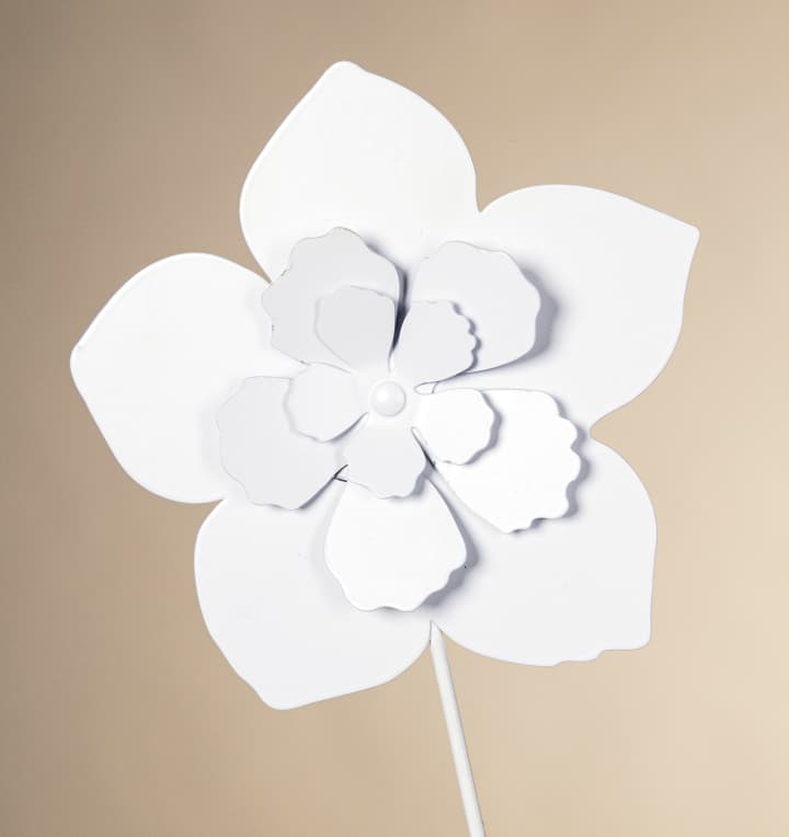 Metallstecker Blüte Weiß