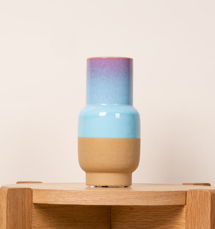 Keramikvase Reaktiv Flieder/Blau/Beige