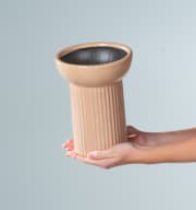 Keramikvase Rille-Design Beige