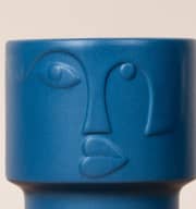 Keramik Übertopf Face Blau - 14 cm