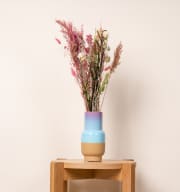 Keramikvase Reaktiv Flieder/Blau/Beige