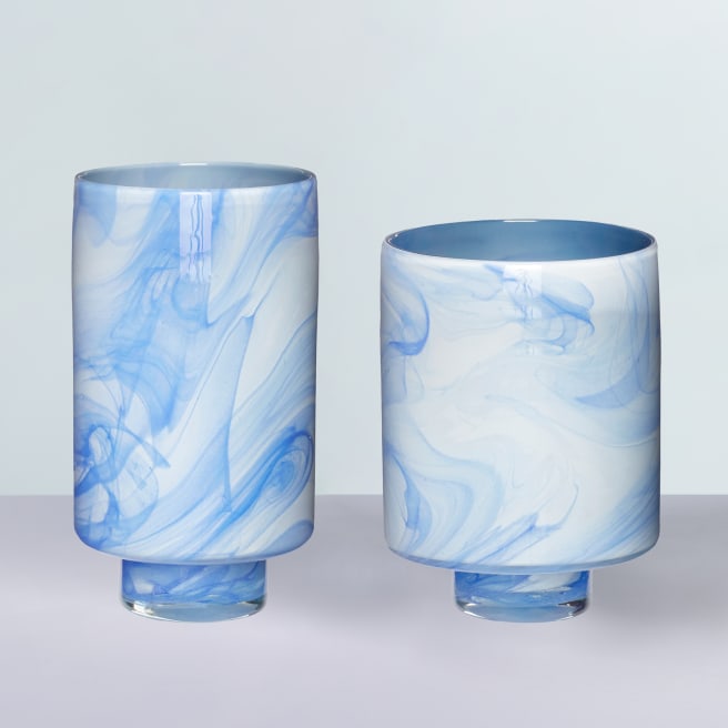 Hübsch Interior Vasen Cloud Blau/Weiß 2-er-Set