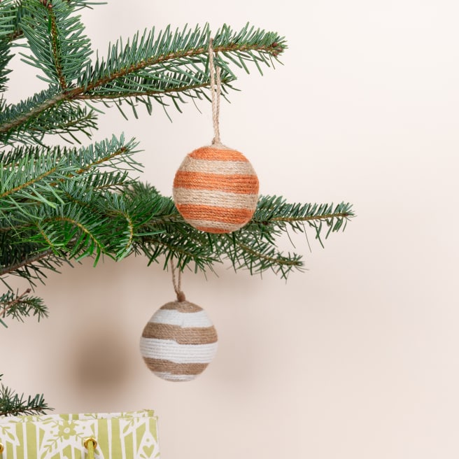 Weihnachtskugel Gestreift Orange