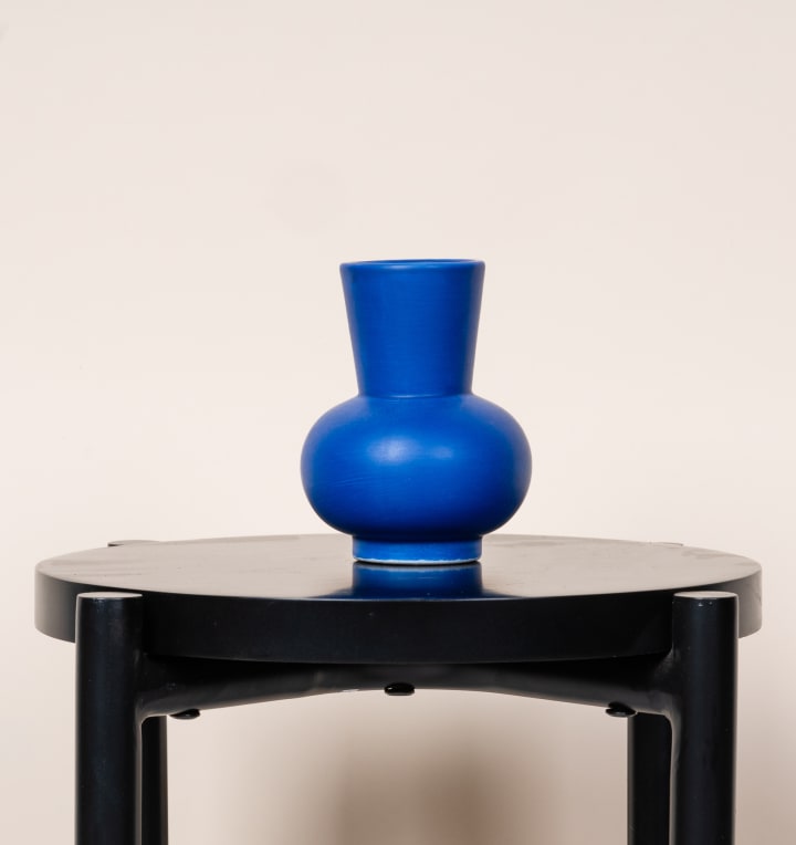 Steingut Vase Blau