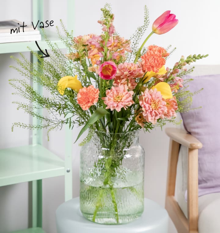 Blumenbox Orange Beauty mit Lieblings-Vase L