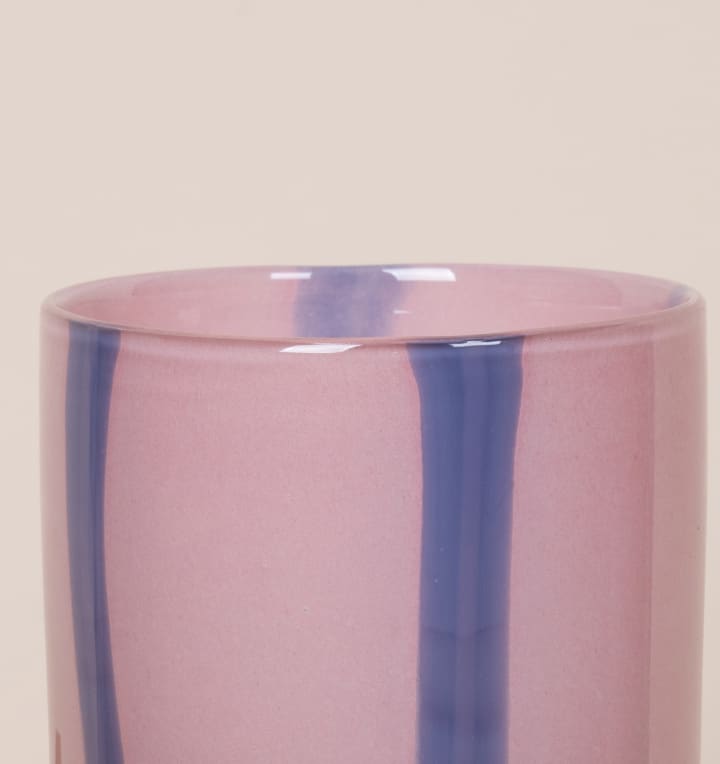Glas Kerzenhalter Gestreift Rosa/Flieder
