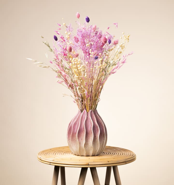 Trockenblumenstrauß Natur-Lila-Pink