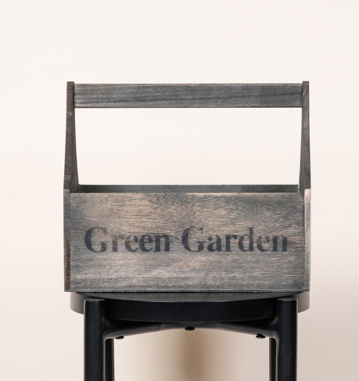 Holzbox Schriftzug "Green Garden" Natur