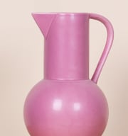 Steingut Vase Henkel Rosa