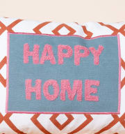 Baumwoll Kissen Schriftzug "Happy Home" Blau