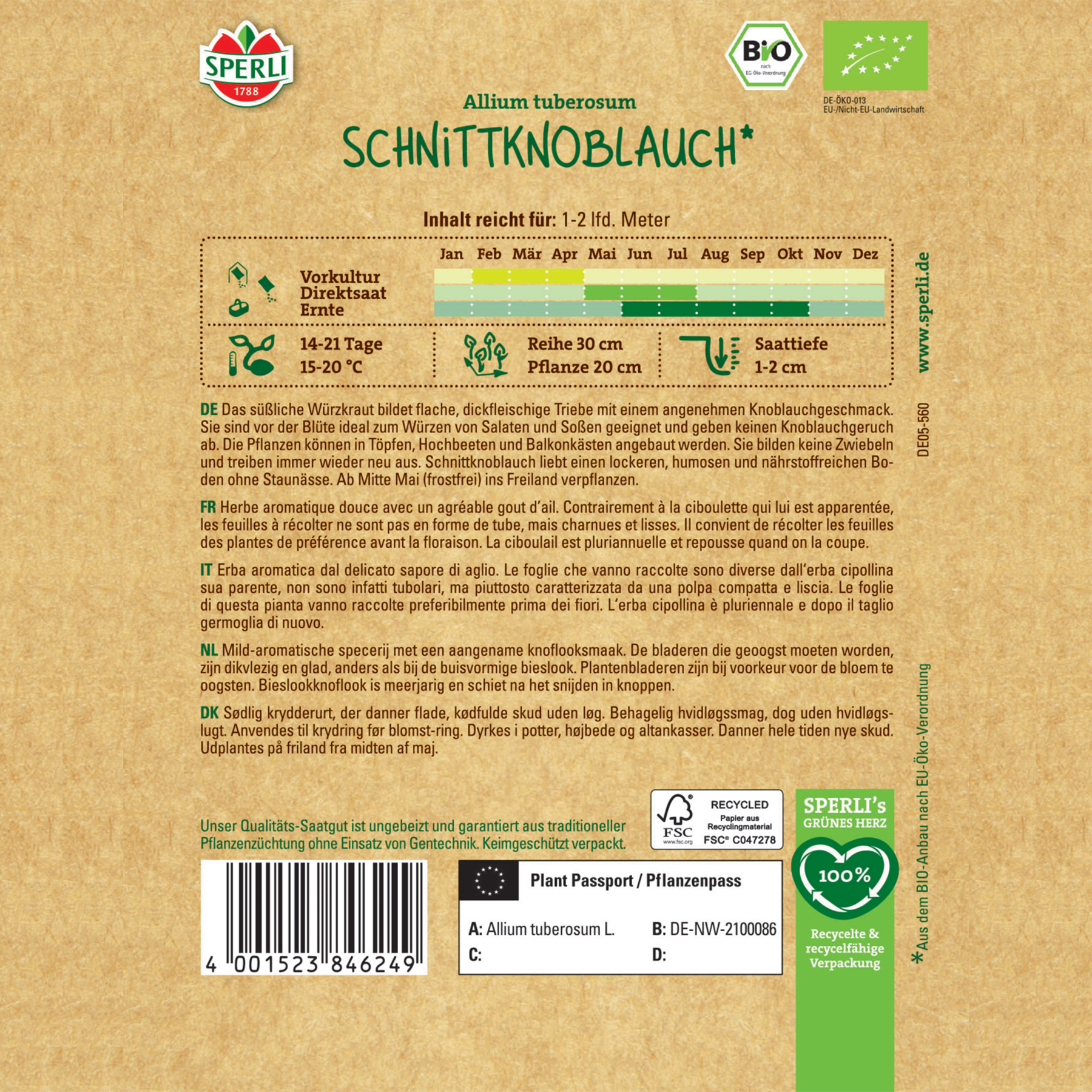 Schnittknoblauch Samen BIO