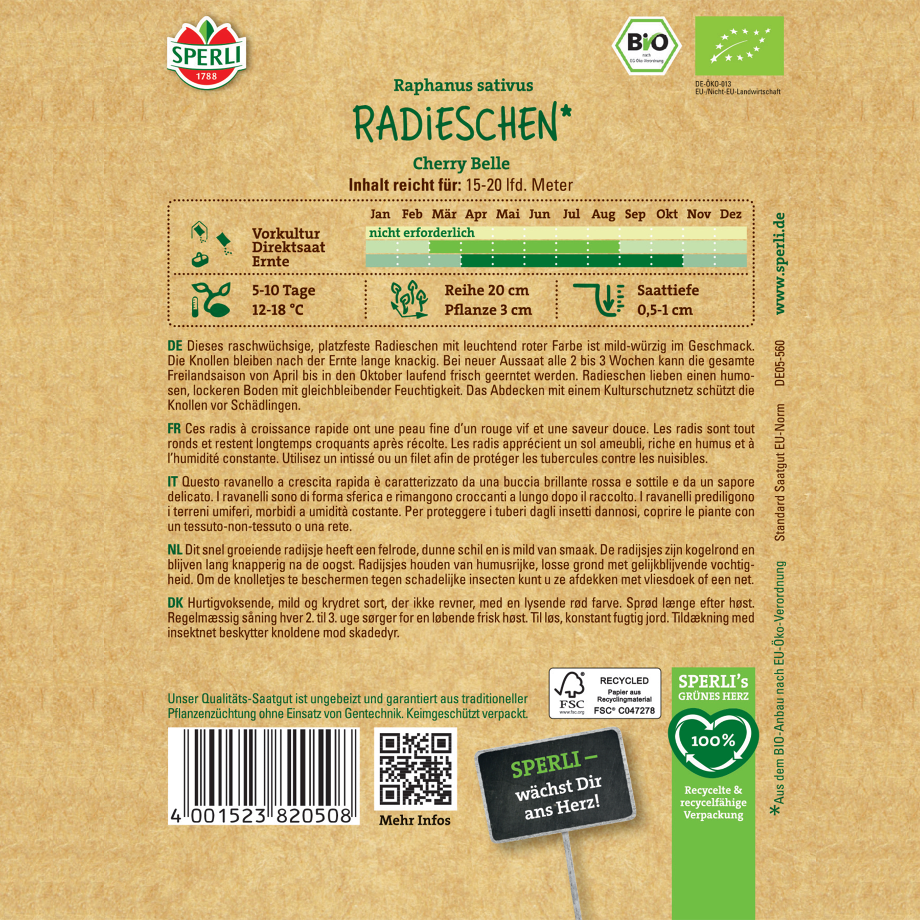 Radieschen 'Cherry Belle' Samen BIO
