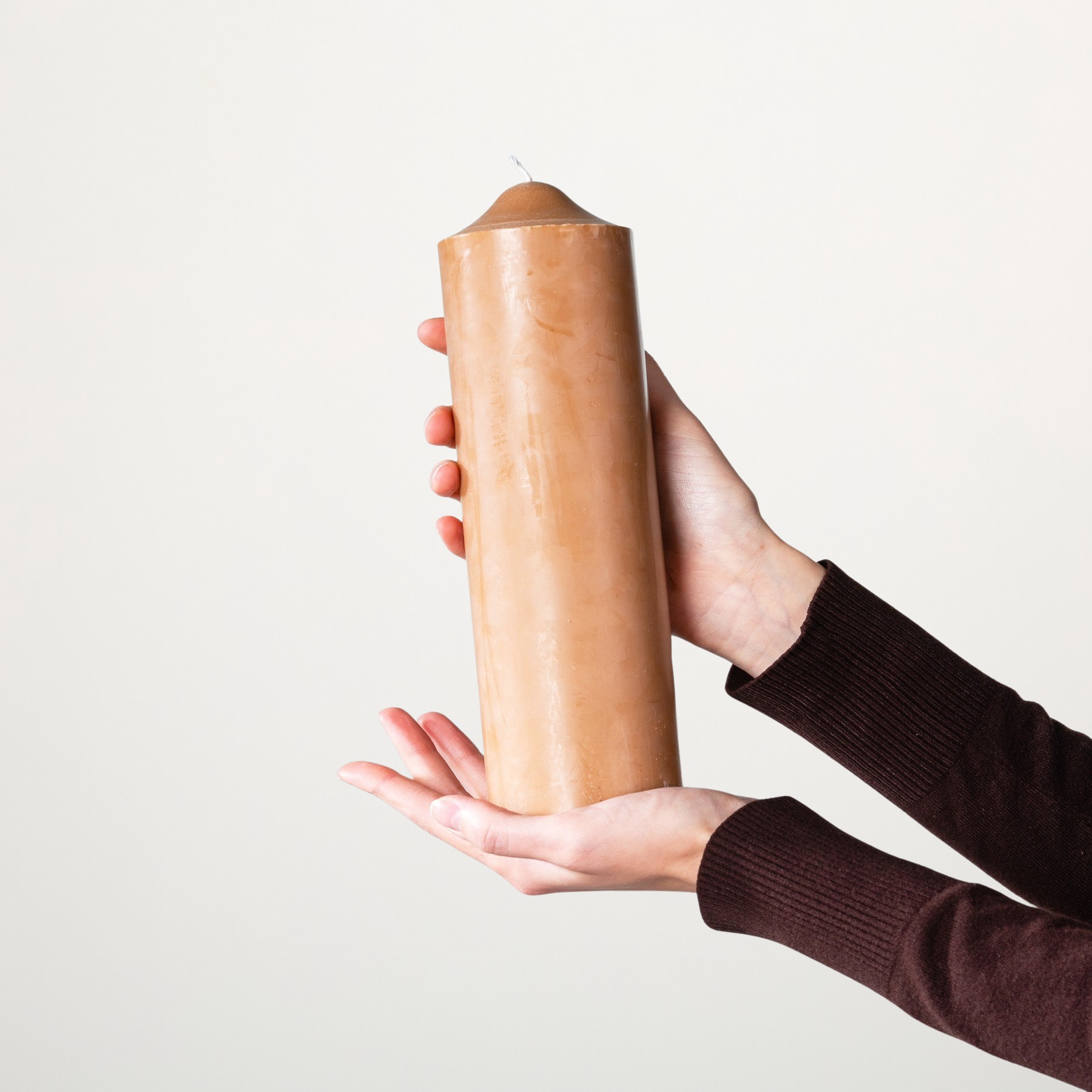 Blockkerze Hellbraun L