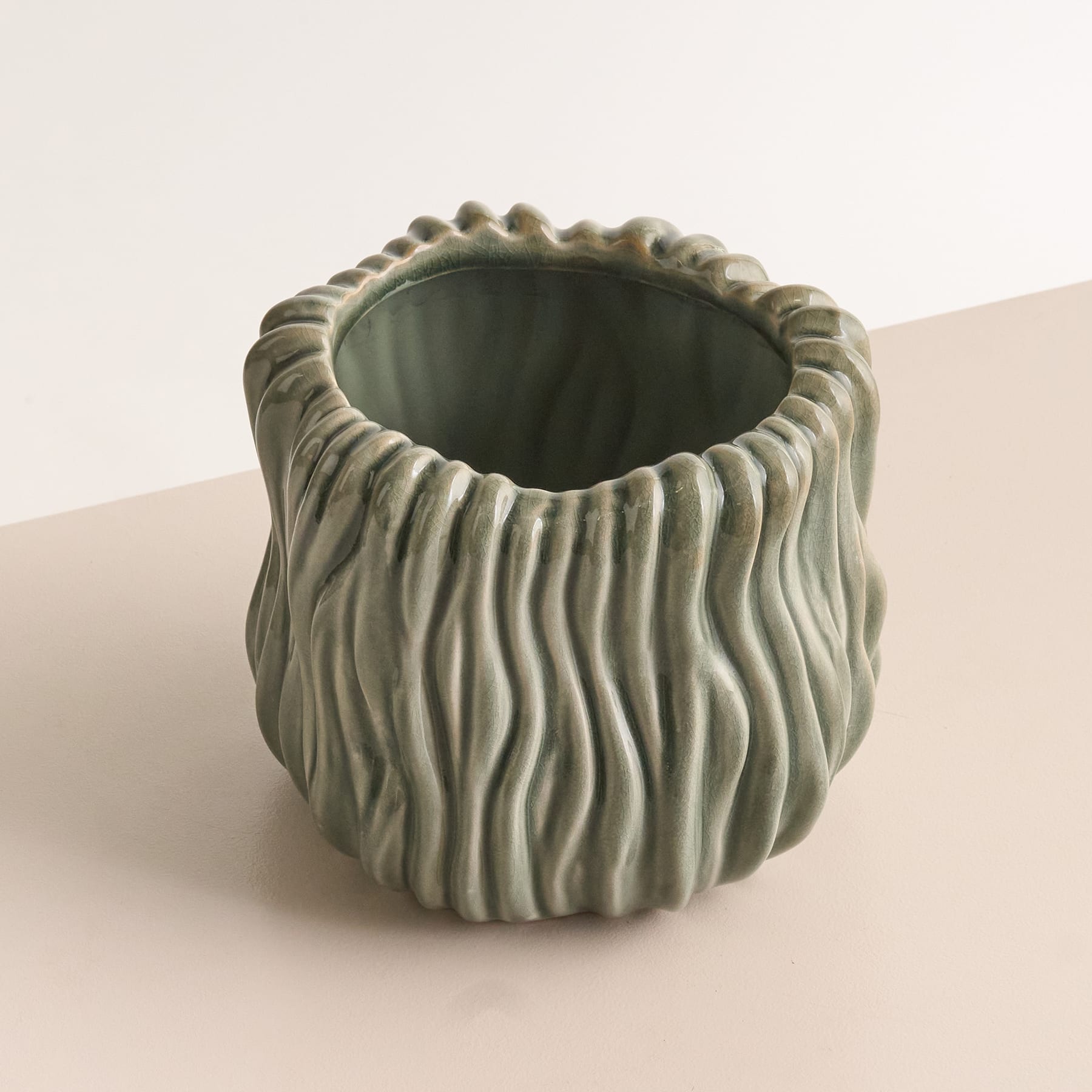 Keramik Übertopf Grün - 11 cm