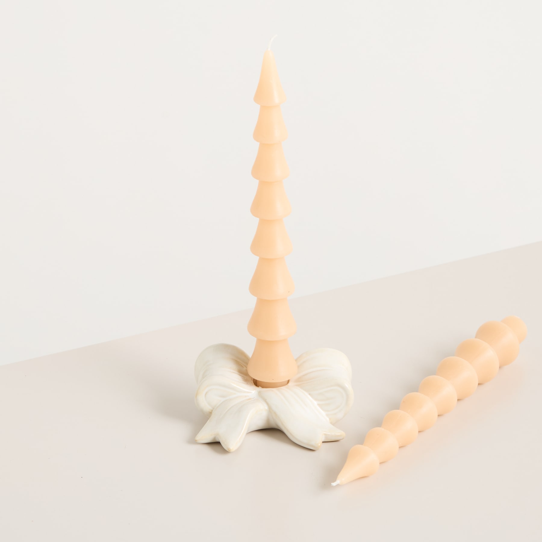 Stabkerze Tannenbaum Beige 2er-Set