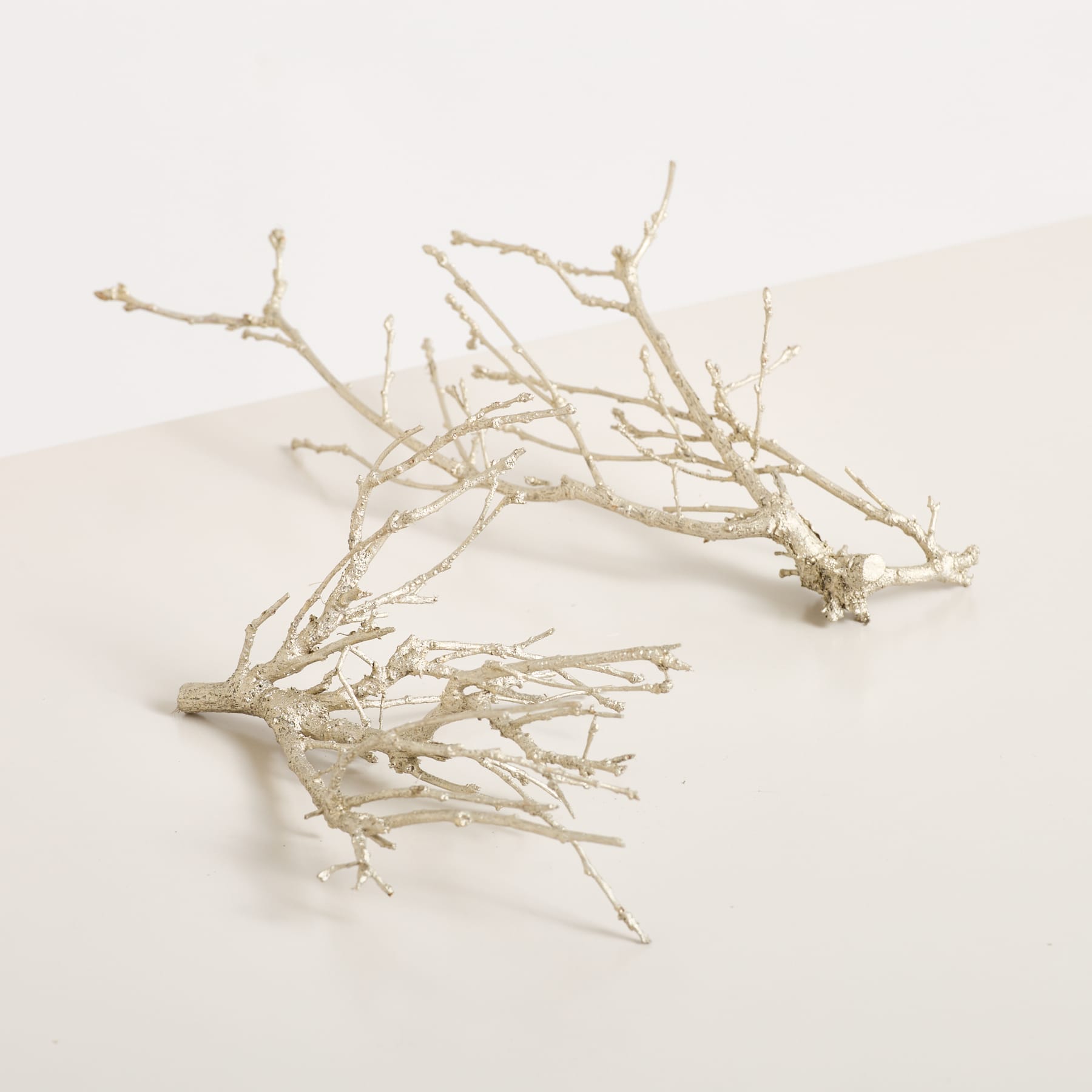 Deko Bonsai Zweig Platin 2er-Set