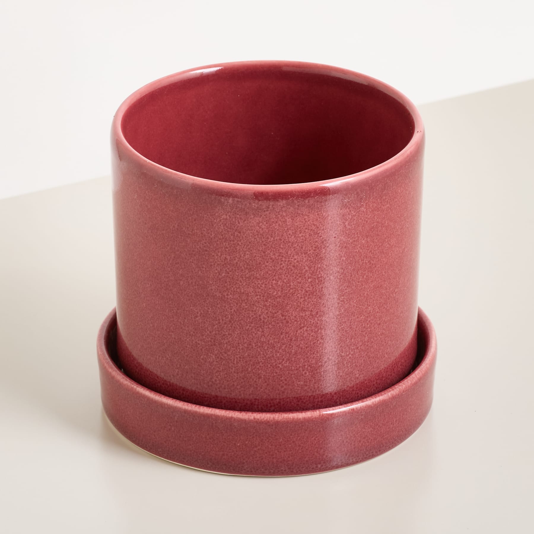 Blumentopf Keramik 'Portugal' Berry mit Untersetzer XL Glänzend - 11 cm