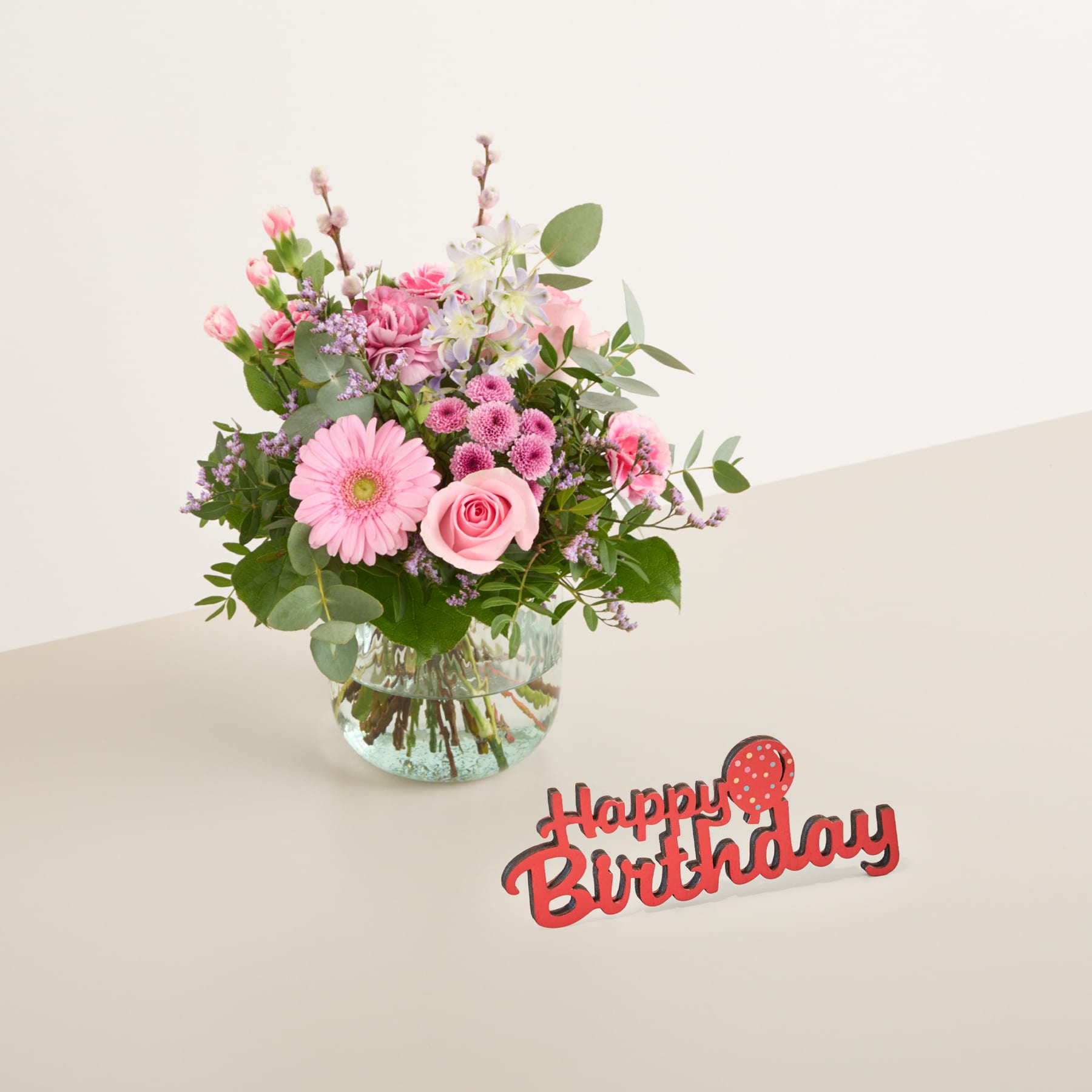 Kleiner Gruß mit Holzschriftzug Happy Birthday