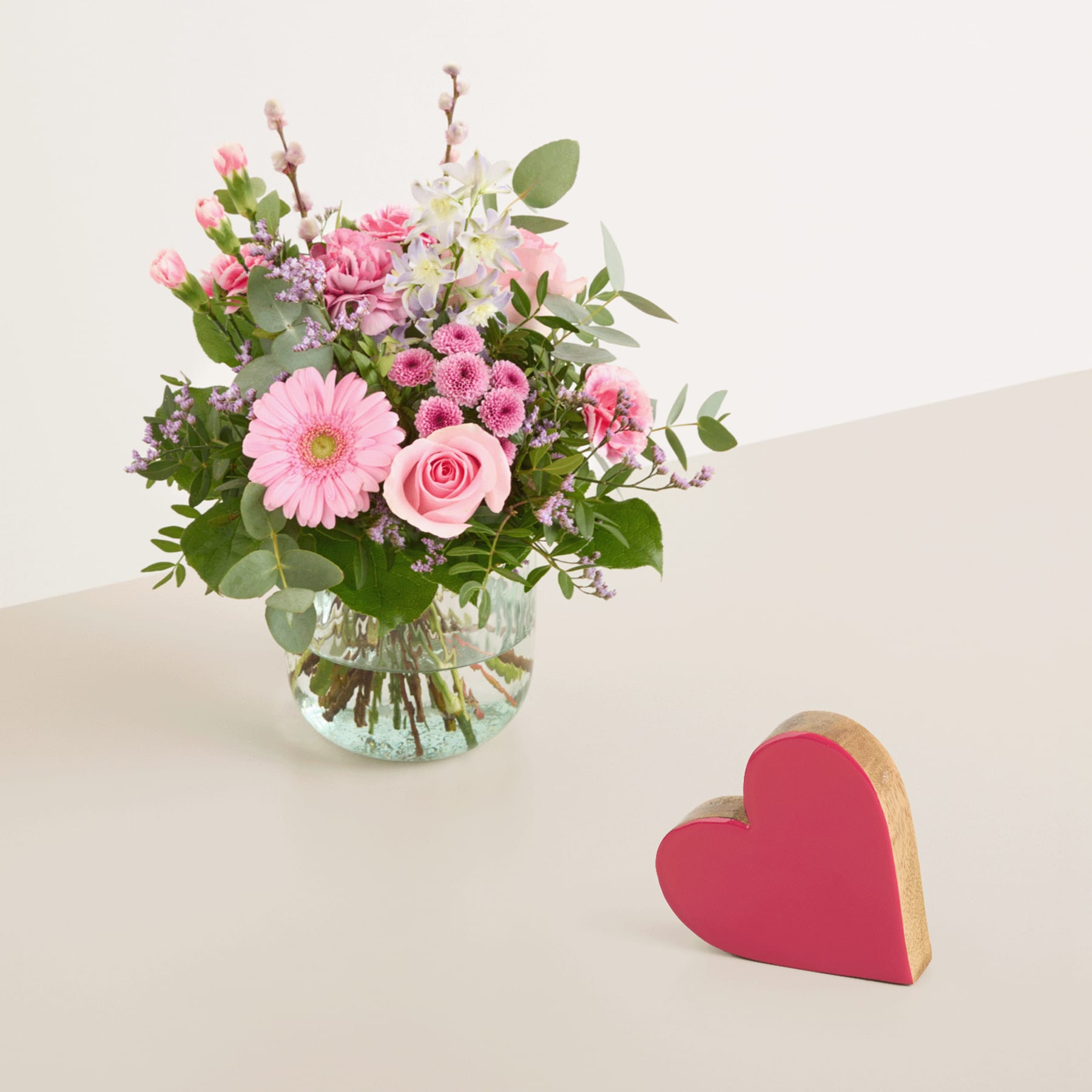 Kleiner Gruß mit Deko-Aufsteller Herz