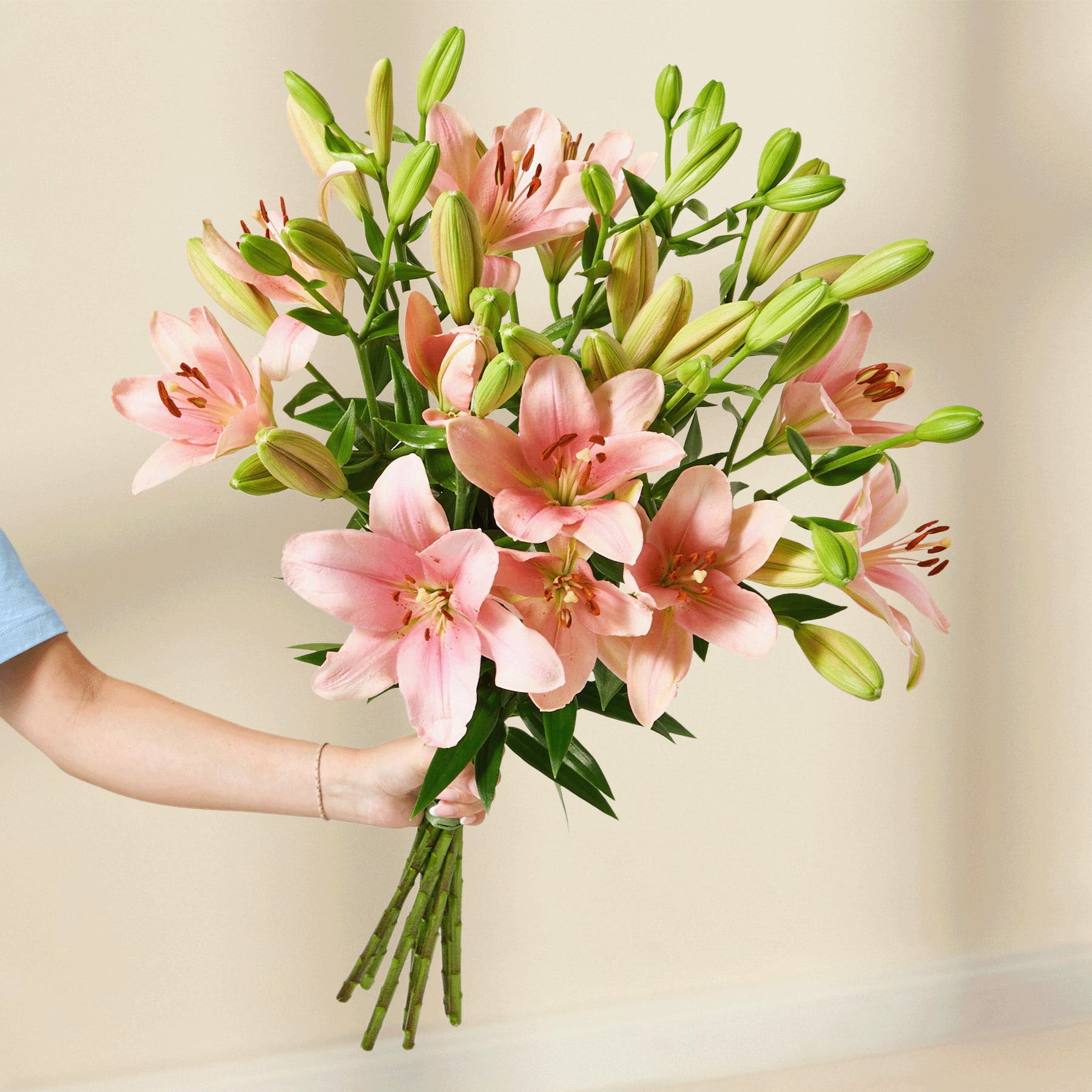 Rosa Lilien gefüllt - 7 Stiele