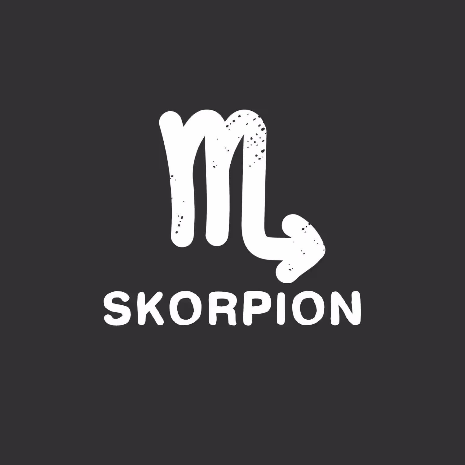 Das Bild zeigt das astrologische Symbol für Skorpion, eine stilisierte weiße Skorpion-Silhouette vor dunklem Hintergrund. (Beschreibungstext KI-generiert)
