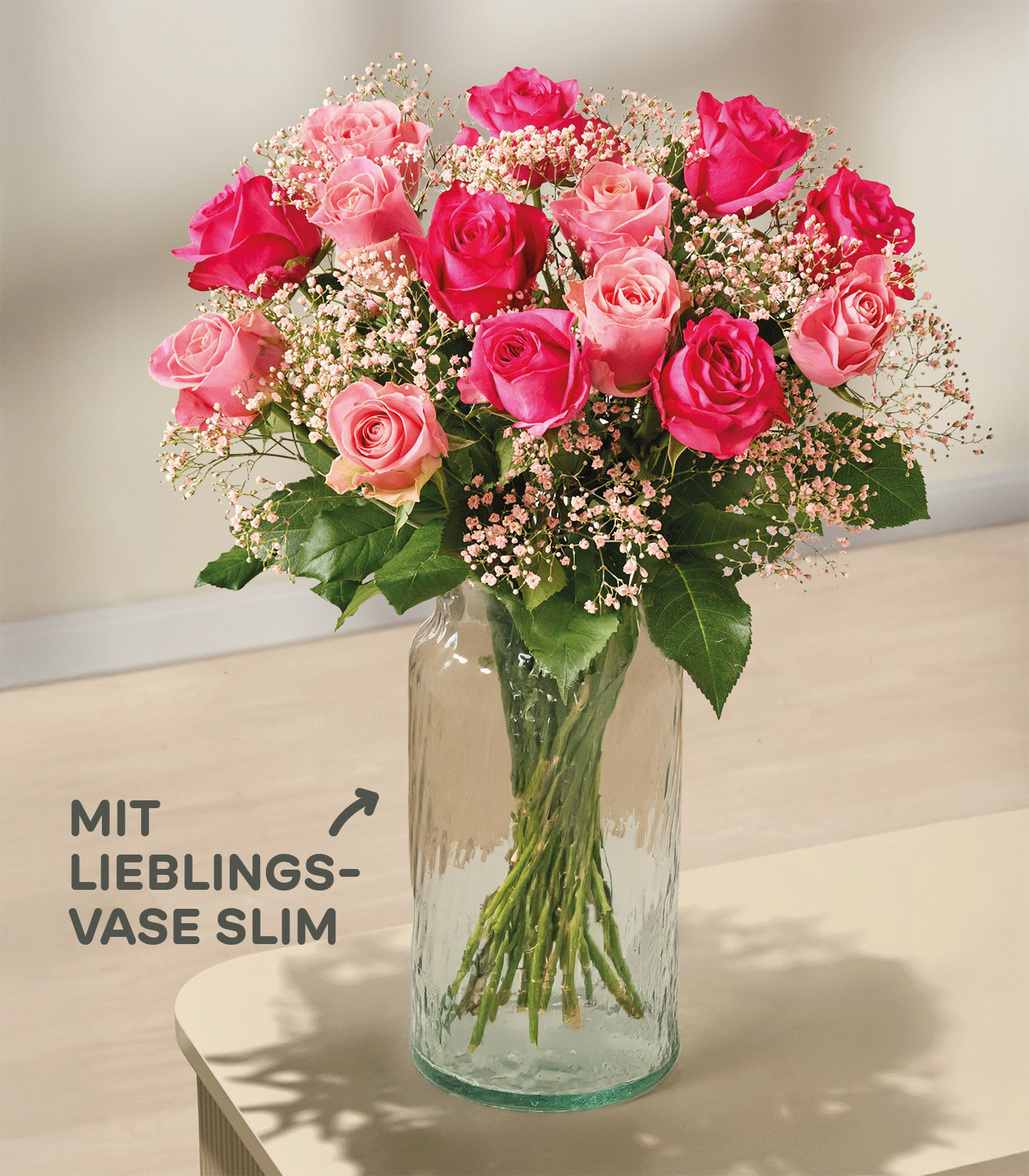 Sweet Roses mit Lieblingsvase Slim