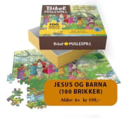 Bibelpuslespill. Jesus og barna. 100 brikker med bibelvers