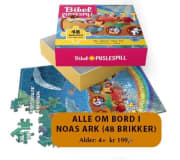 Bibelpuslespill. Alle om bord i Noas ark. 48 brikker med bibelvers