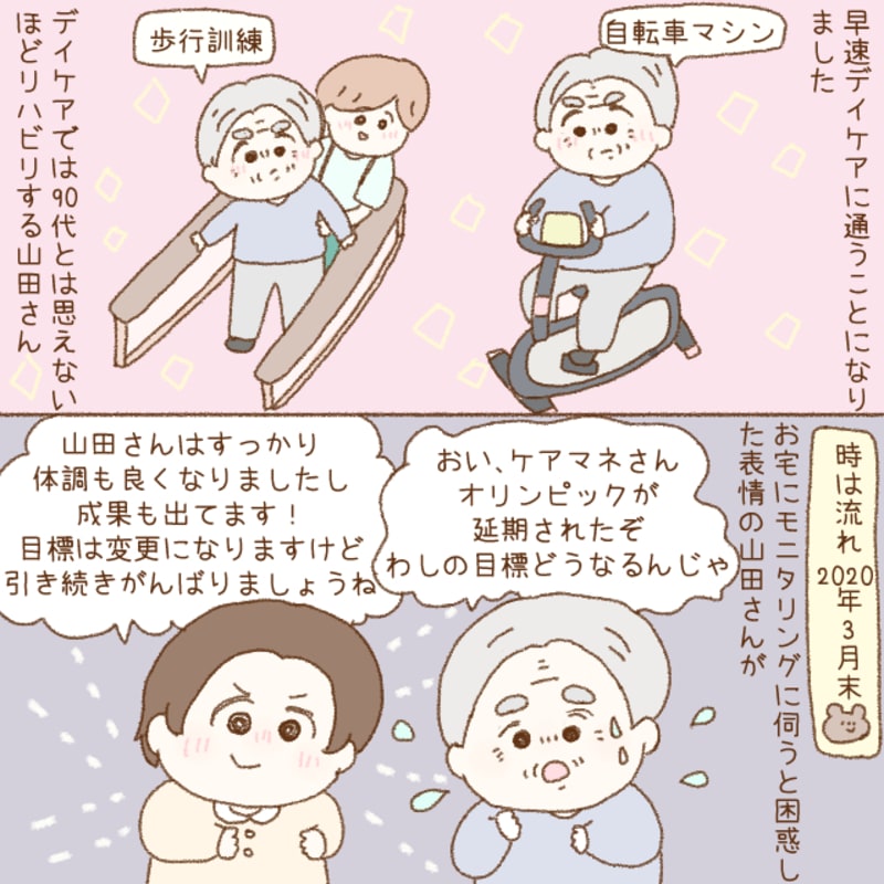 目標を達成するために利用者はデイケアでリハビリを頑張りはじめました。