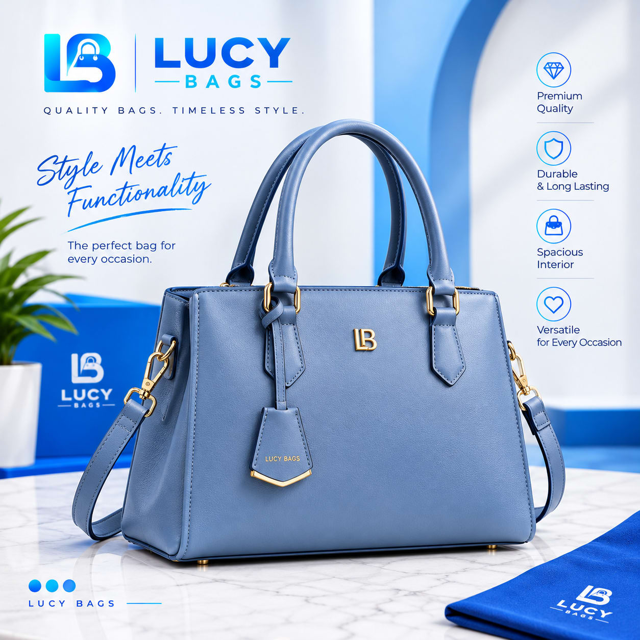 Lucy Bags Signature Blue Luxe Tote